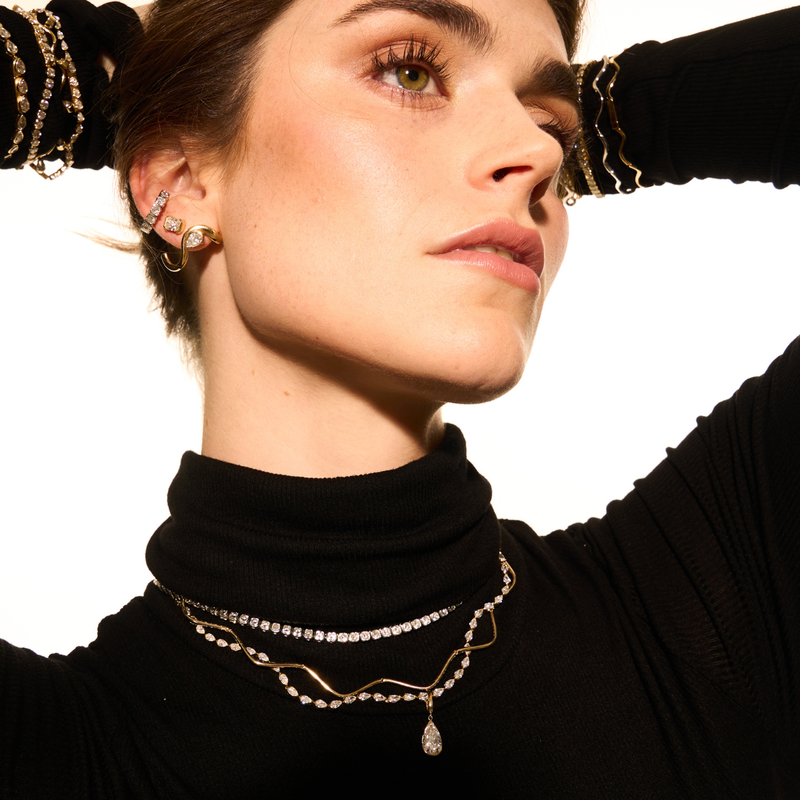 Woman wearing lots of jewelry
