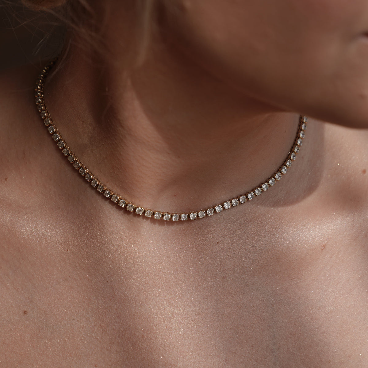 Muse Cushion Lab Diamond Necklace 14K Yellow Gold 15"