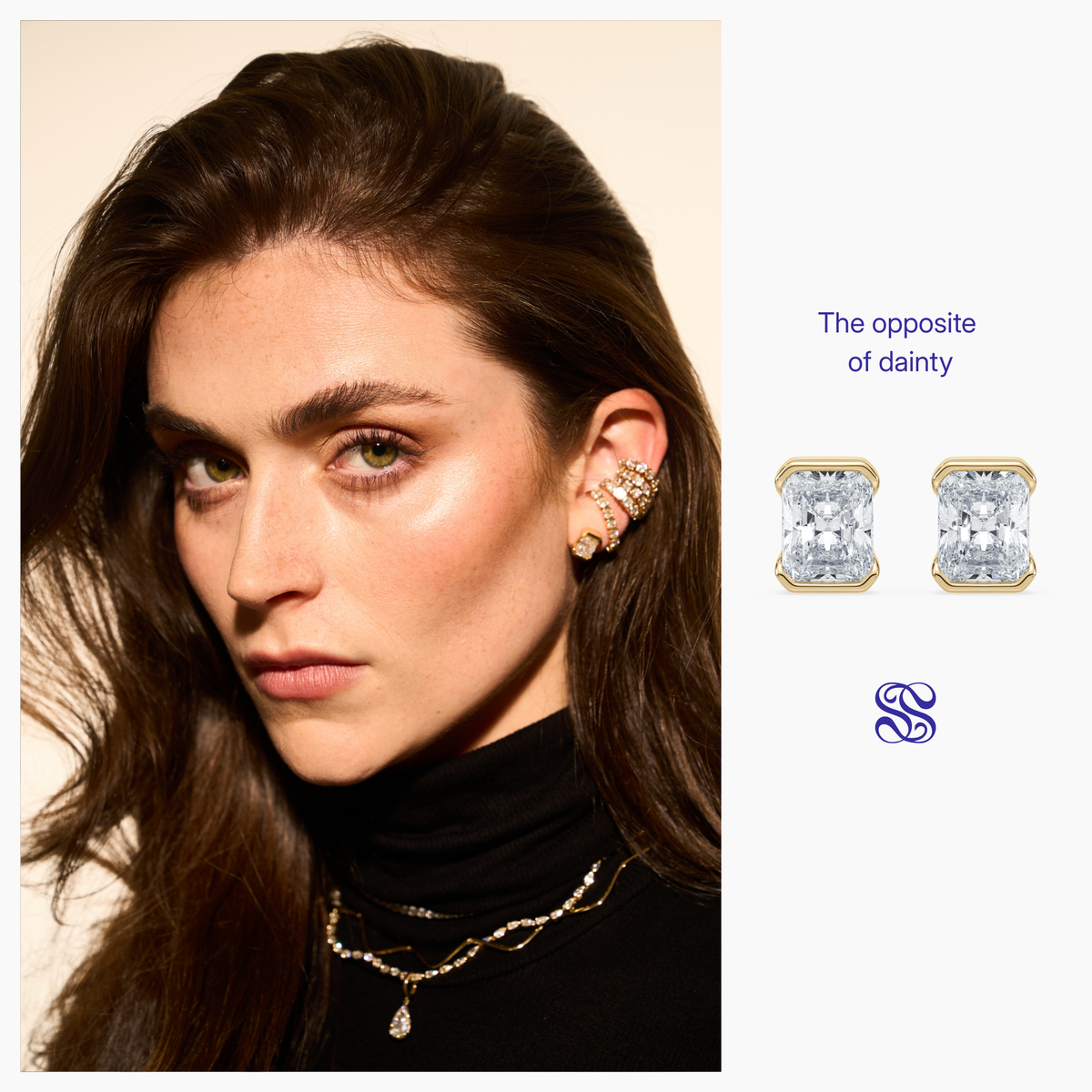 Portrait Half Bezel Radiant Studs