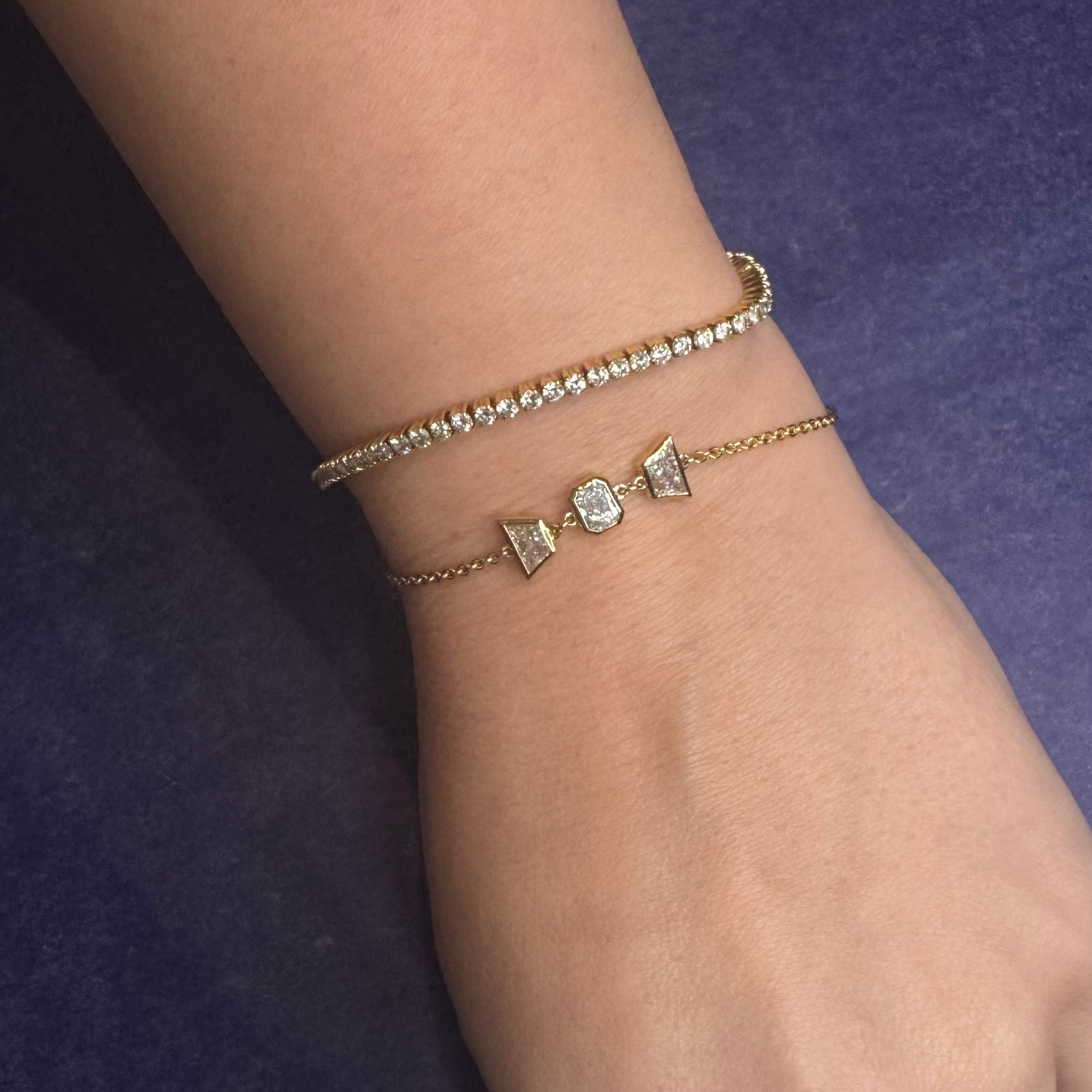 Deco Radiant Trapezoid Trio Bracelet