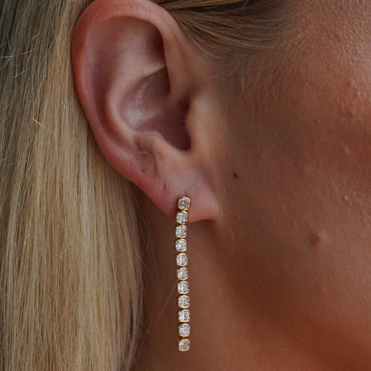Muse Lab Diamond Cushion Drop Earring 14K Yellow