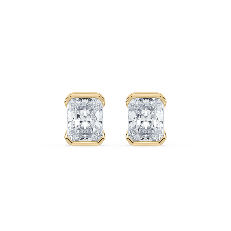 SETTE JEWELRY, 18K YELLOW GOLD, HALF BEZEL, BEZEL SETTING, RADIANT, STUD EARRING