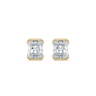 Portrait Half Bezel 1.5 CTW Lab Radiant Diamond Studs 14K Yellow