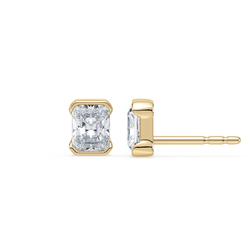 SETTE JEWELRY, 18K YELLOW GOLD, HALF BEZEL, BEZEL SETTING, RADIANT, STUD EARRING