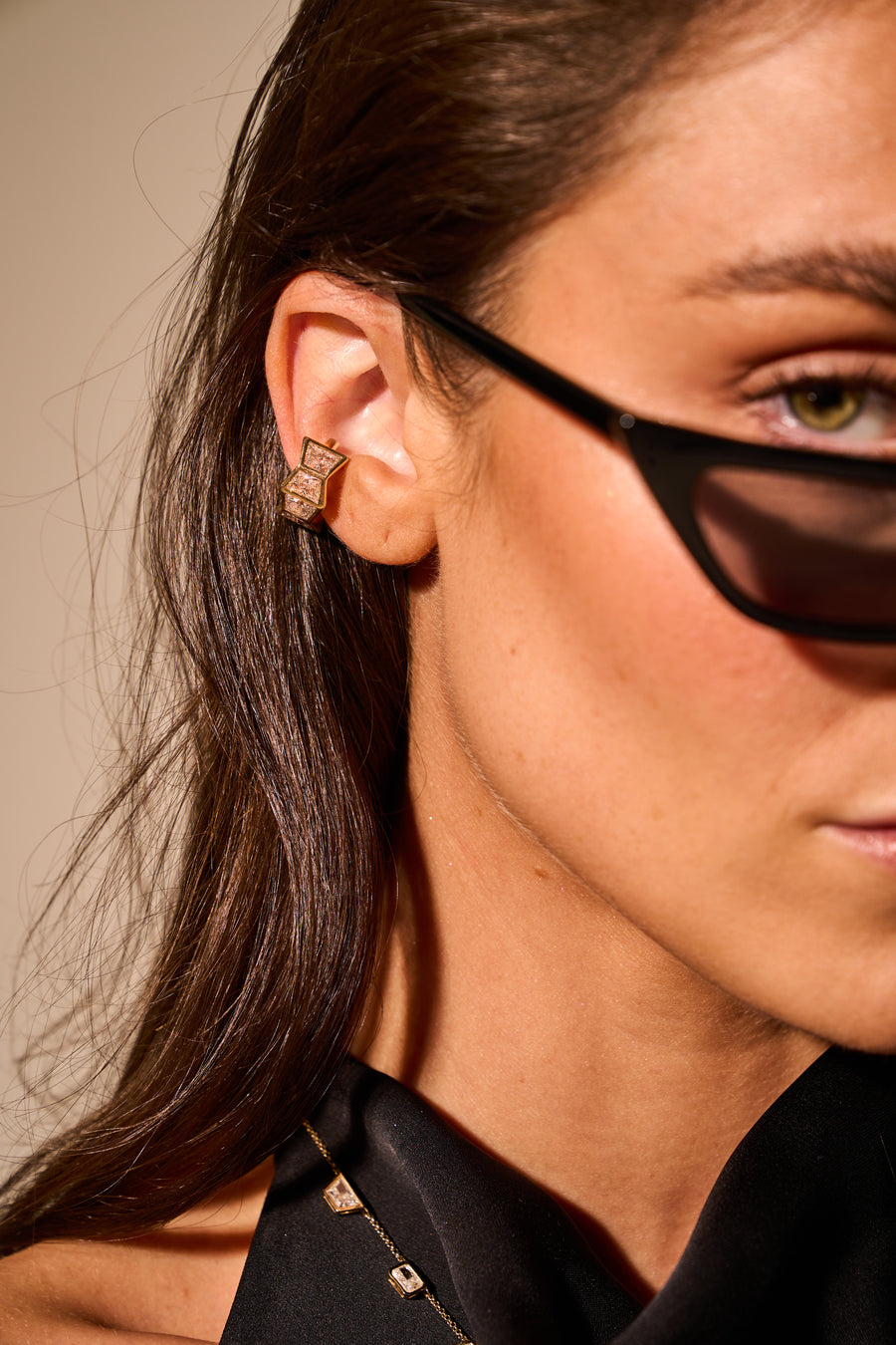 Deco Trapezoid Mega Ear Cuff, worn