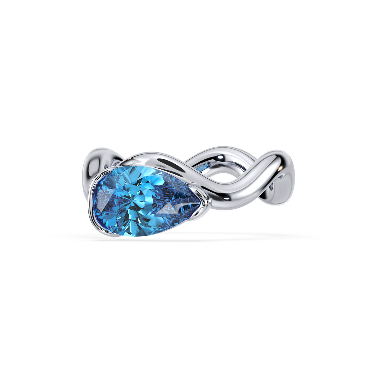 Coquette Blue Pear Pinky Ring 1.0 CT
