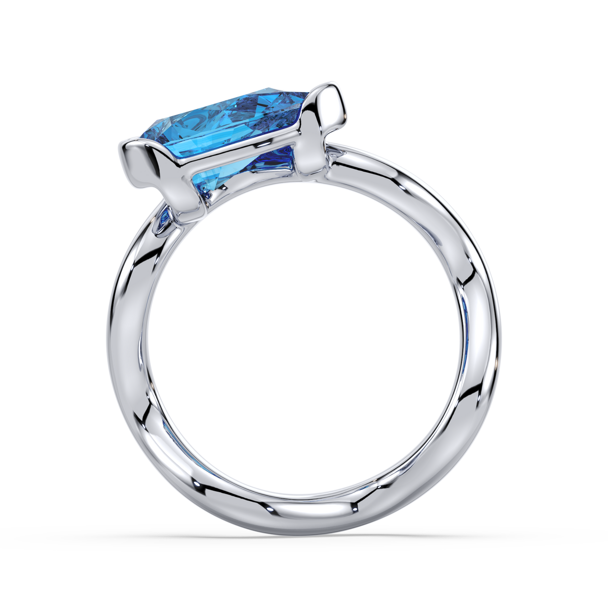 Coquette Blue Pear Pinky Ring 1.0 CT
