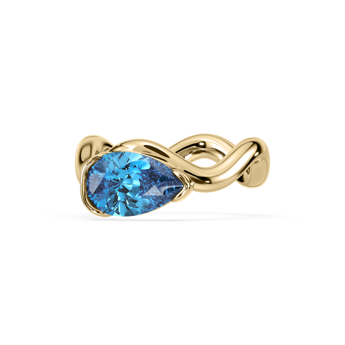Coquette Blue Pear Pinky Ring 1.0 CT