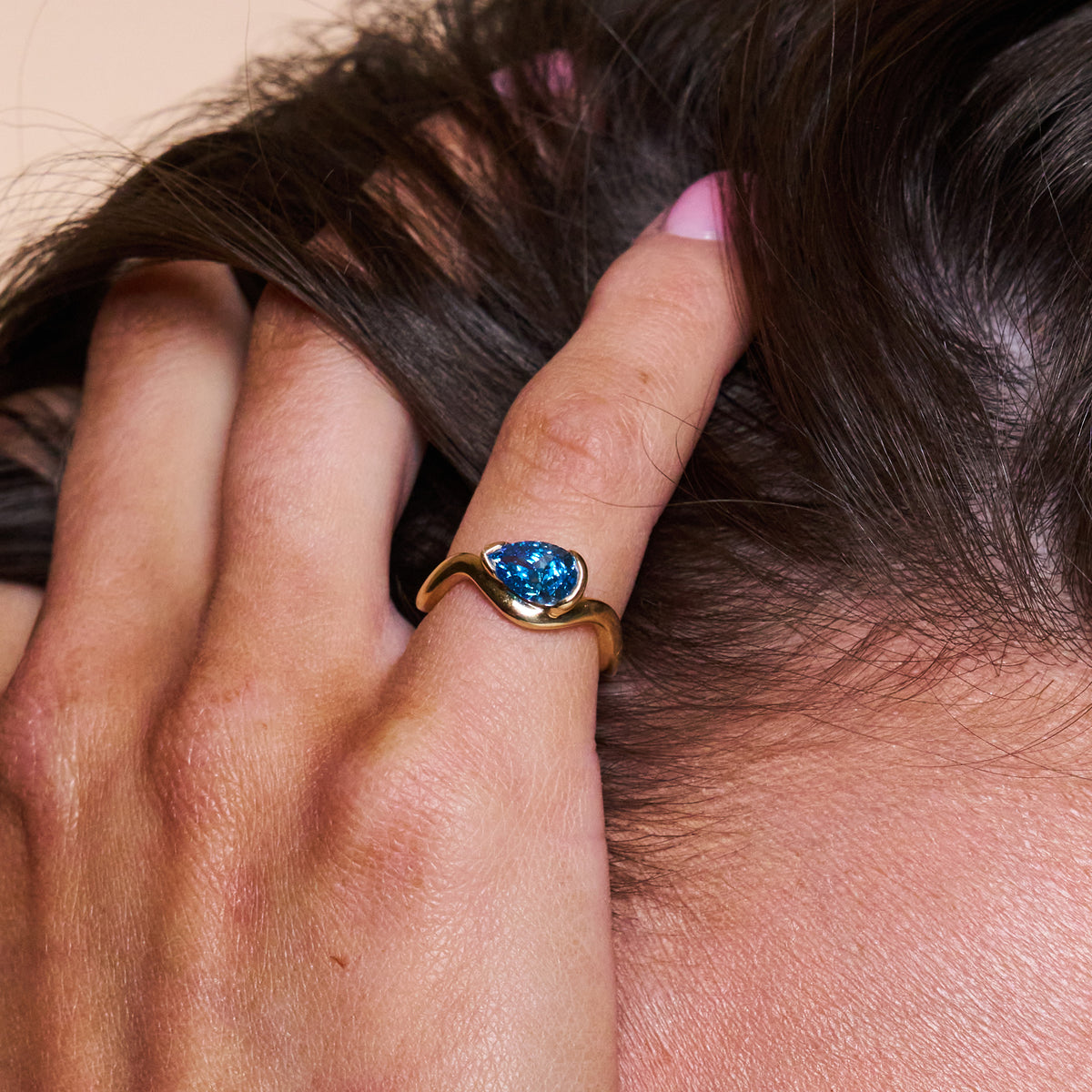 Coquette Blue Pear Pinky Ring 1.0 CT