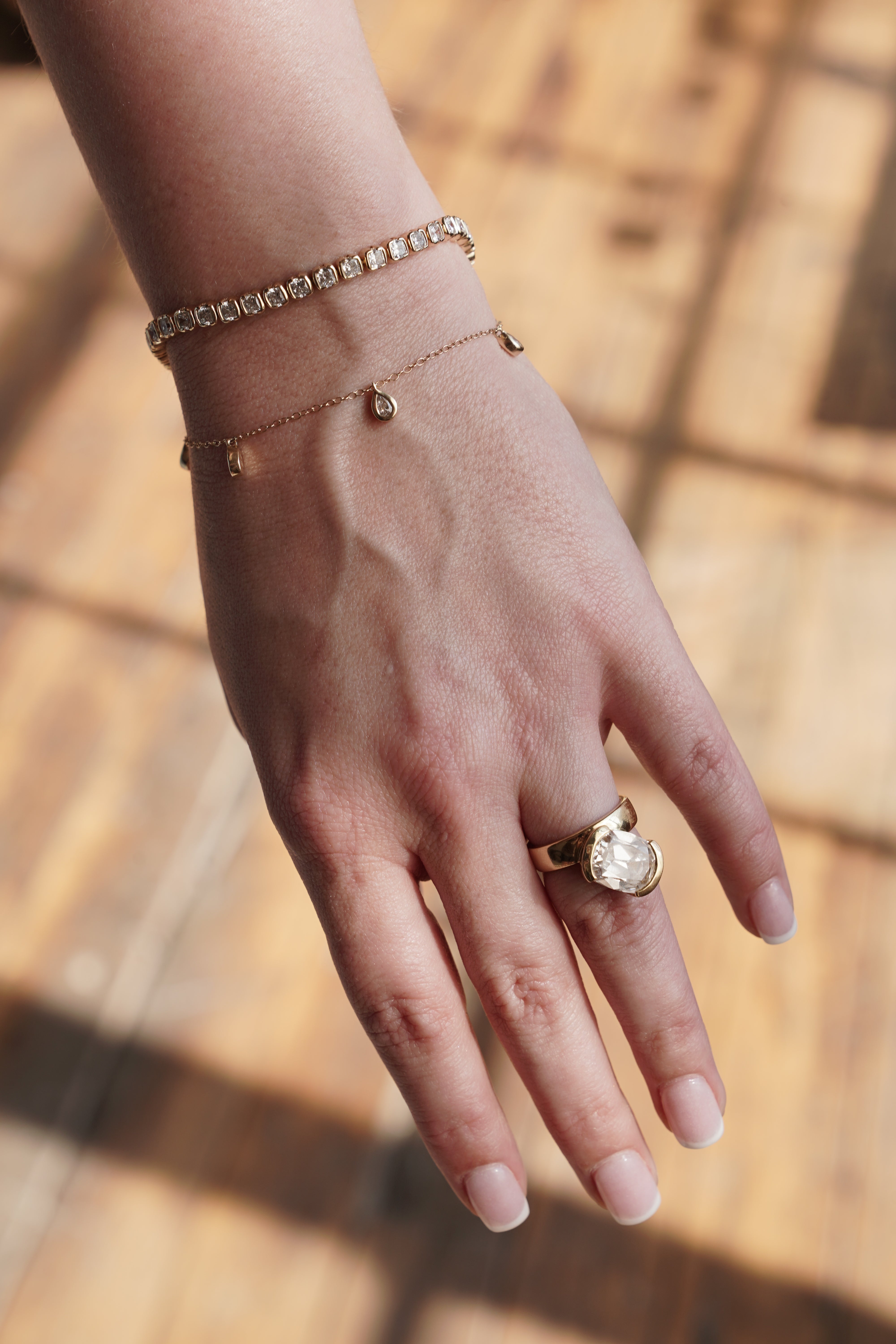 Sterling Silver Aura Pear Lab Diamond Bracelet