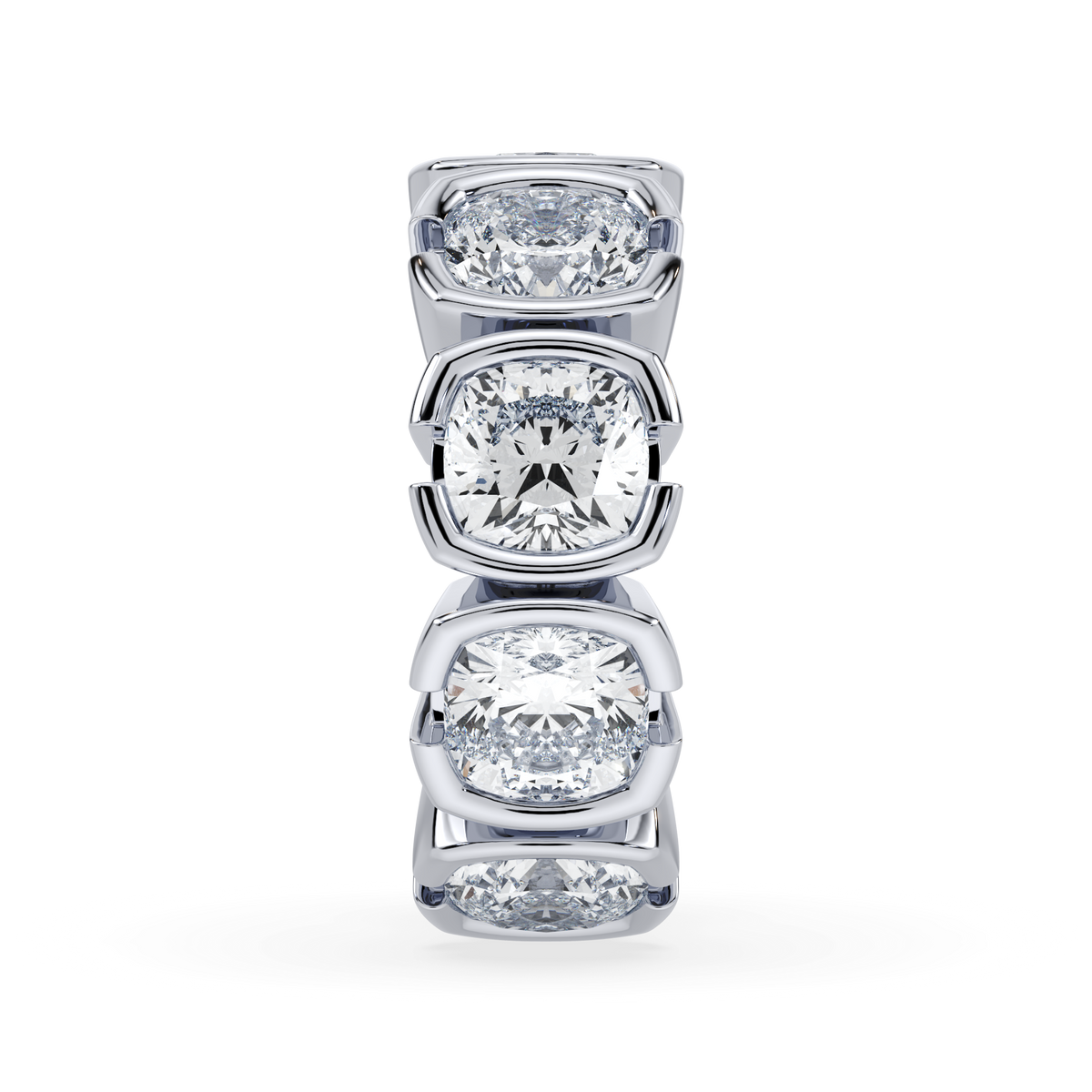 Vertical view of the Muse Mega Cushion ear cuff with five cushion-cut lab diamonds in 14K white gold.