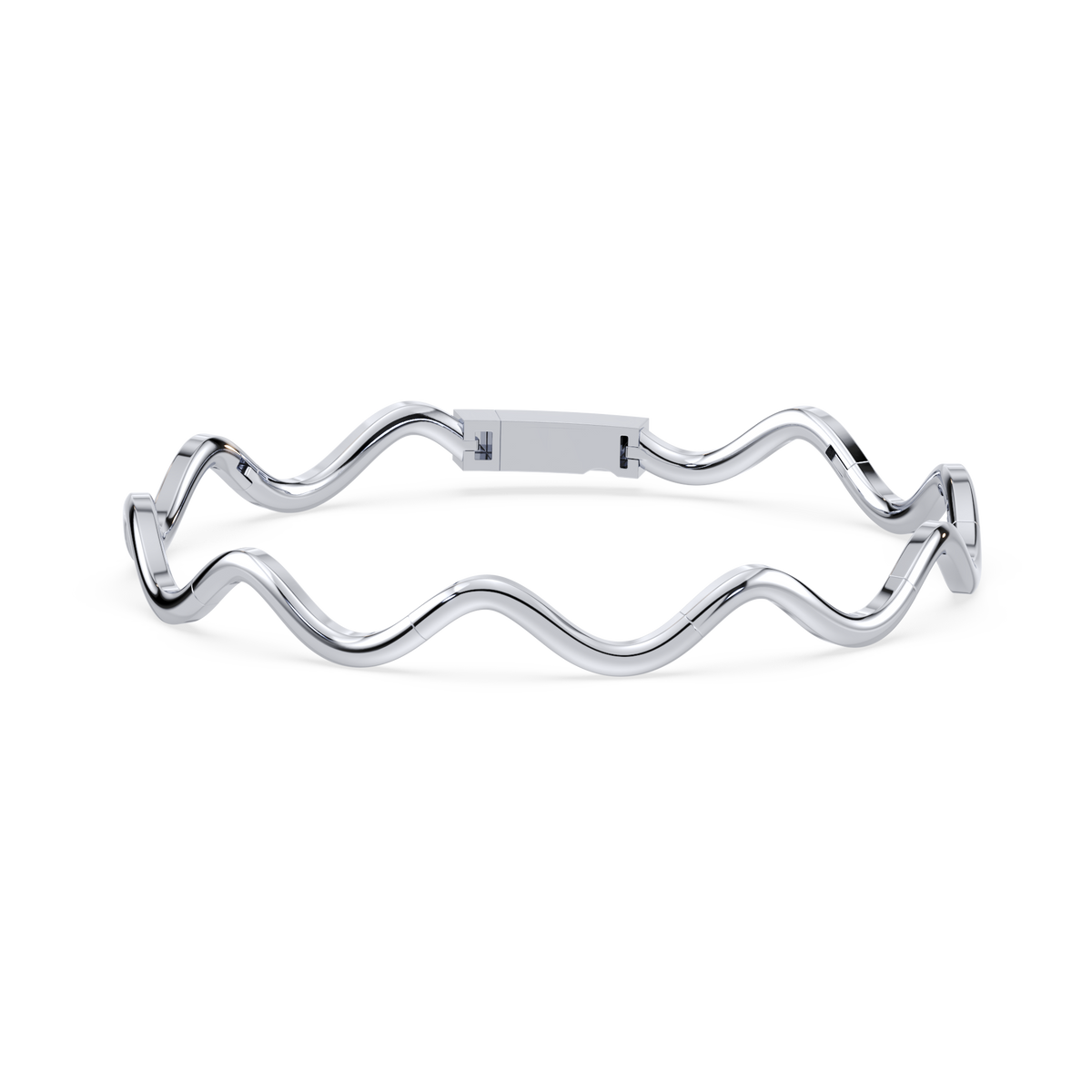 Front view of the Coquette Wave Bracelet in 14K white gold, showcasing its sculptural wave design.
