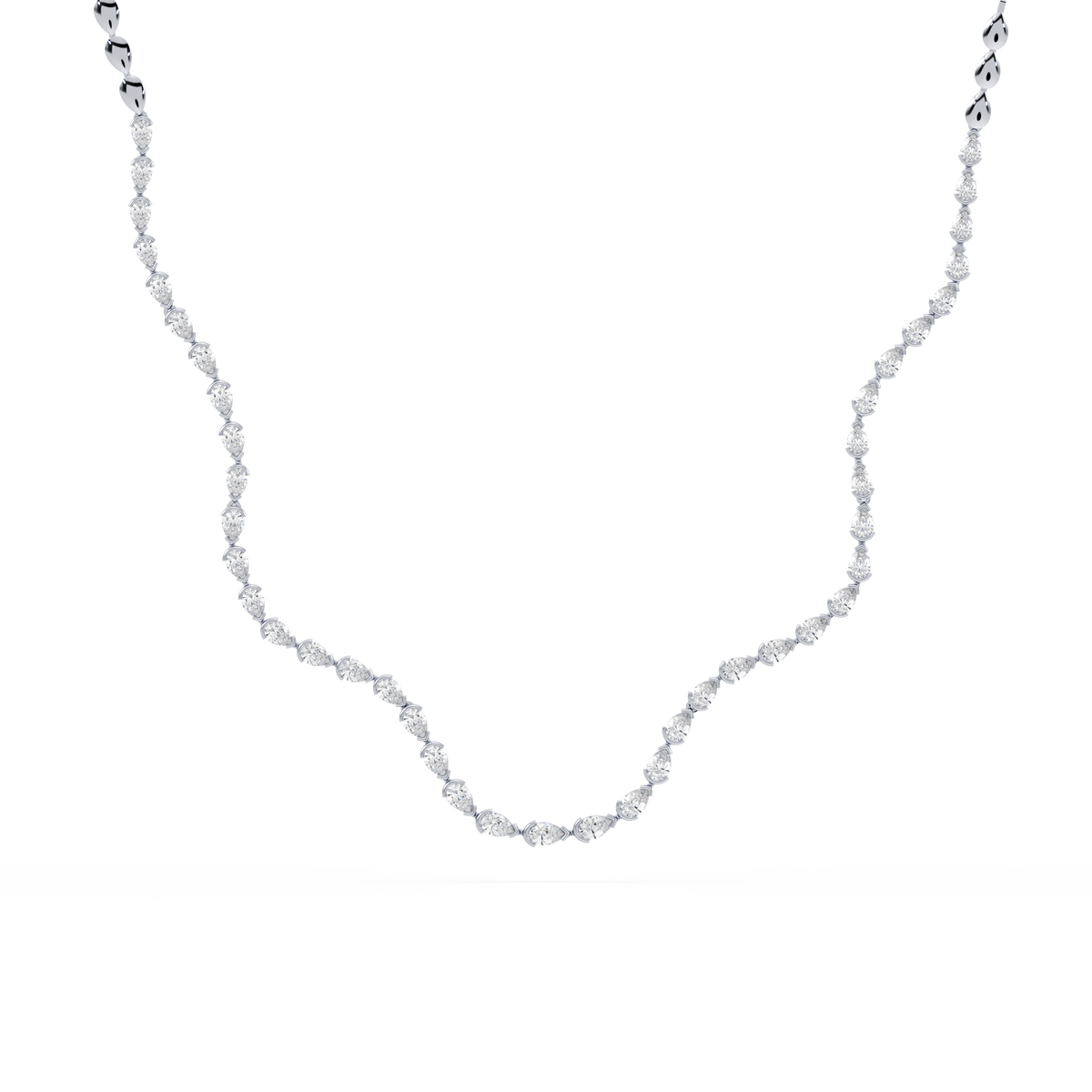 Flat lay of the necklace displaying its full length and design details.

