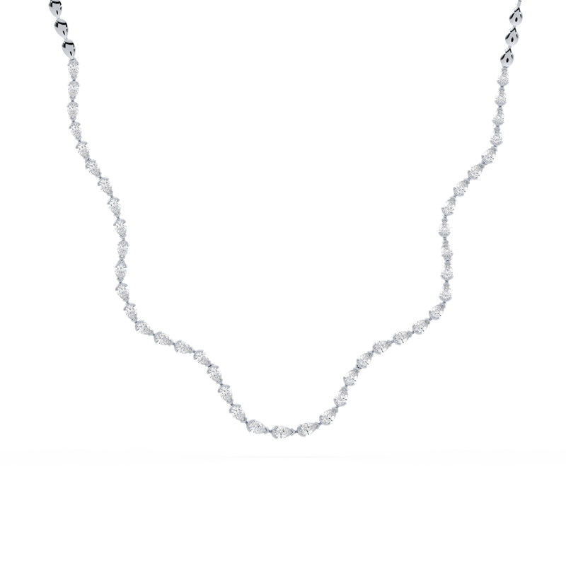 Flat lay of the necklace displaying its full length and design details.

