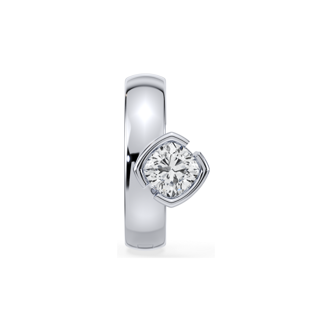 SETTE JEWELRY; 14K WHITE GOLD EAR CUFF; CUSHION LAB DIAMOND; BEZEL SETTING
