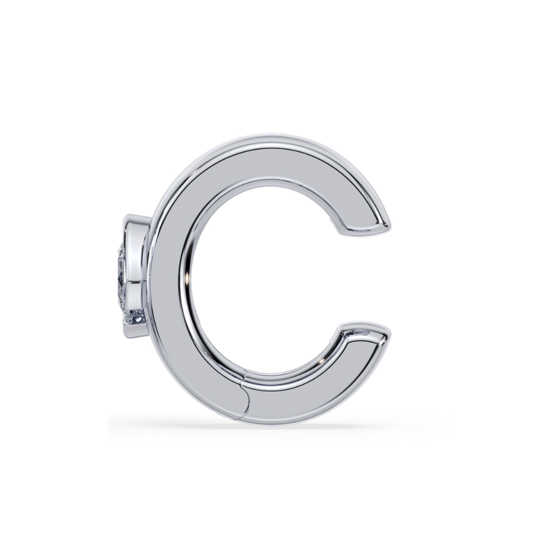 SETTE JEWELRY; 14K WHITE GOLD EAR CUFF; CUSHION LAB DIAMOND; BEZEL SETTING