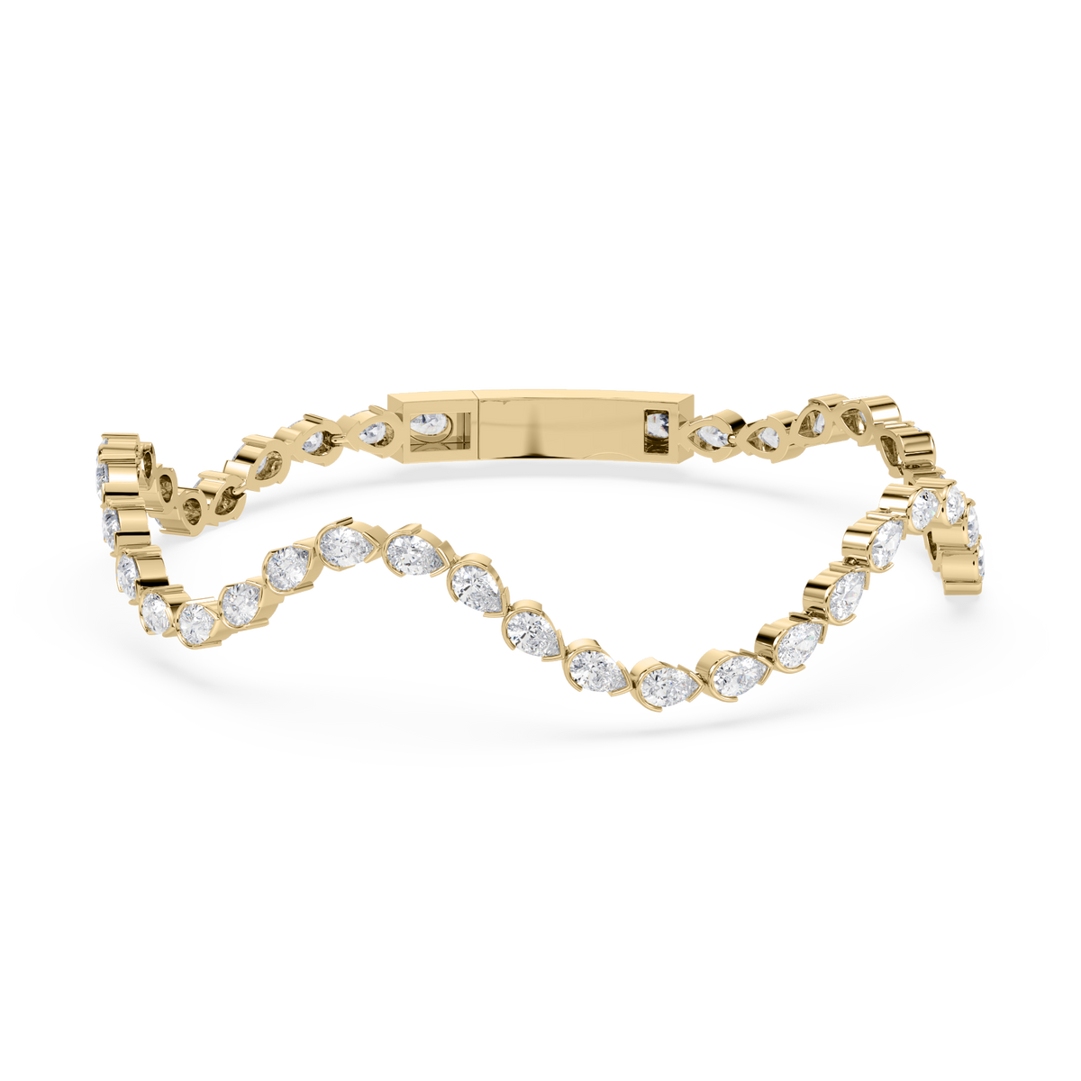 Front view of the Coquette Lab Diamond Tennis Bracelet in 14K yellow gold, showcasing its sculptural scallop design.

