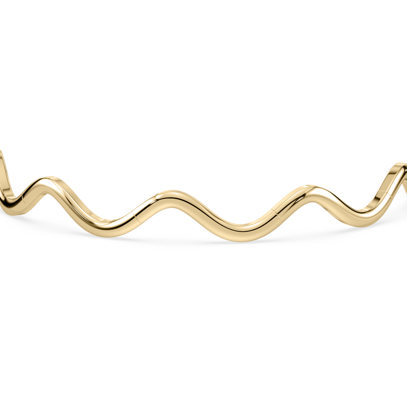 Detail shot of the wave-shaped links and clasp mechanism.