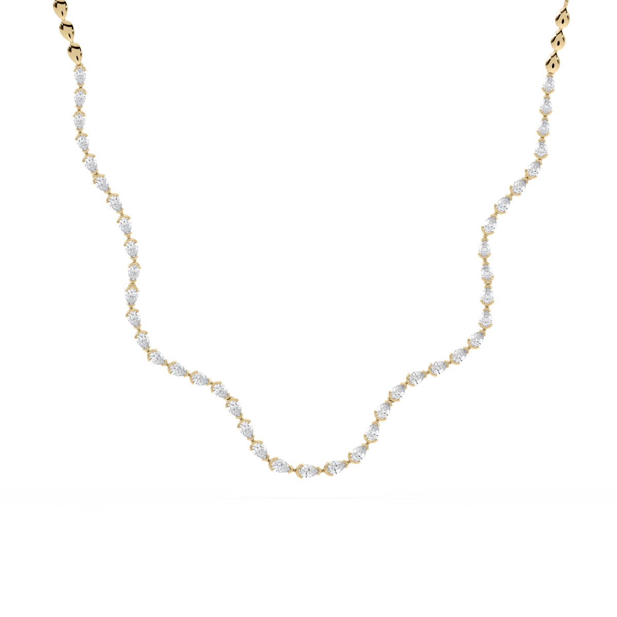 Flat lay of the necklace displaying its full length and design details.

