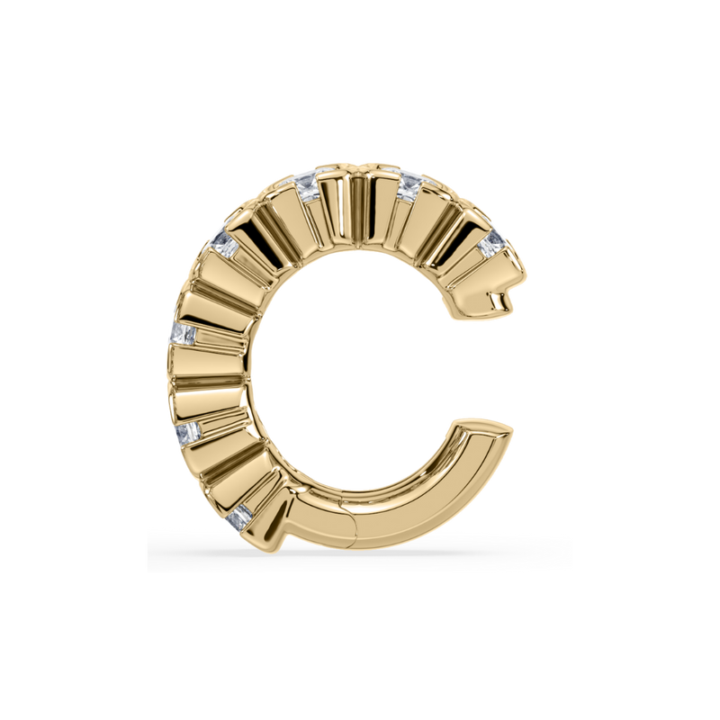 SETTE JEWELRY; CUSHION LAB DIAMOND BEZEL EAR CUFF; 14K YELLOW GOLD