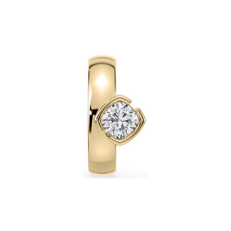 SETTE JEWELRY; 14K YELLOW GOLD EAR CUFF; CUSHION LAB DIAMOND; BEZEL SETTING