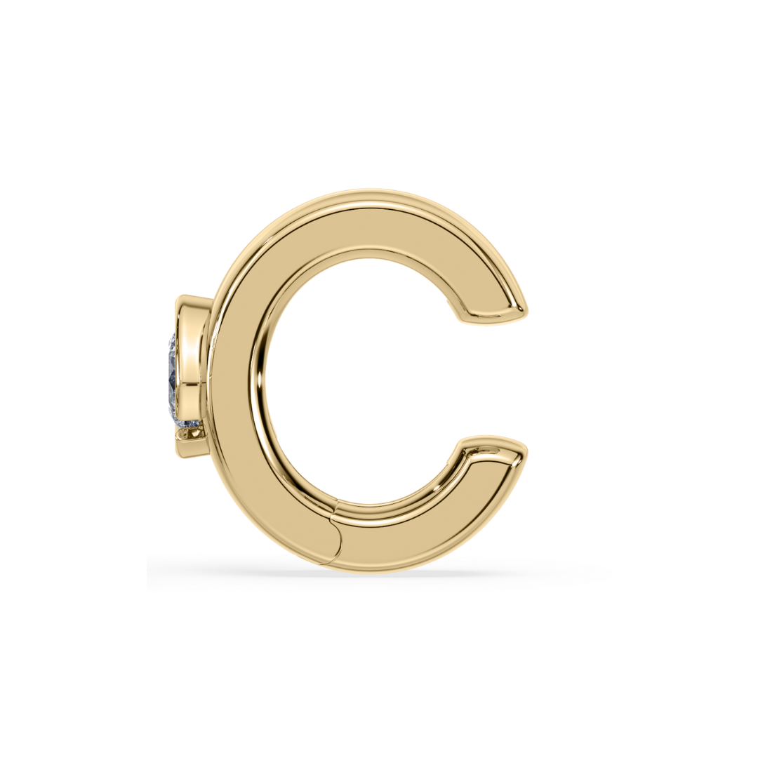 SETTE JEWELRY; 14K YELLOW GOLD EAR CUFF; CUSHION LAB DIAMOND; BEZEL SETTING