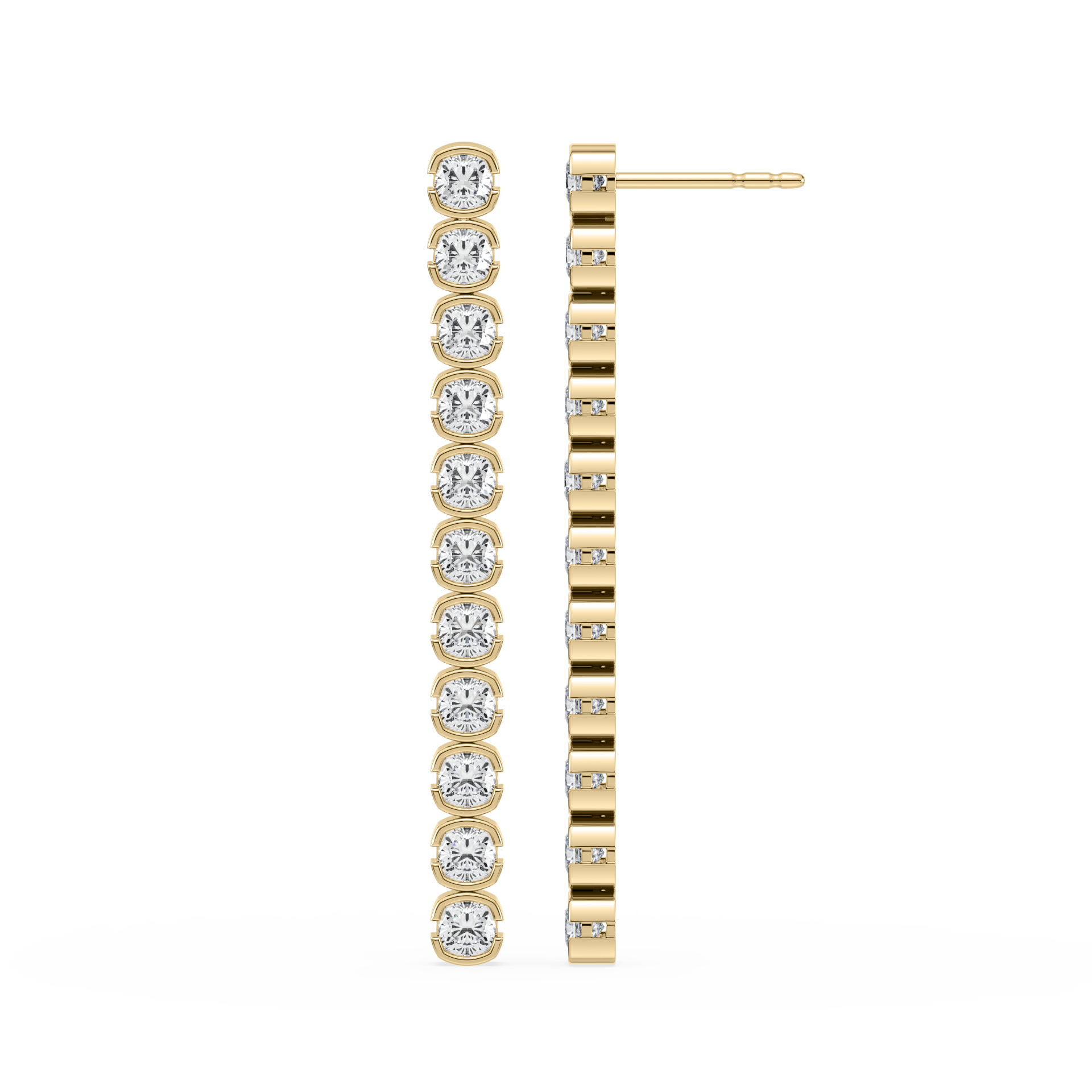 SETTE JEWELRY; MUSE CUSHION LAB DIAMONDS DANGLE EARRINGS; 14K YELLOW GOLD