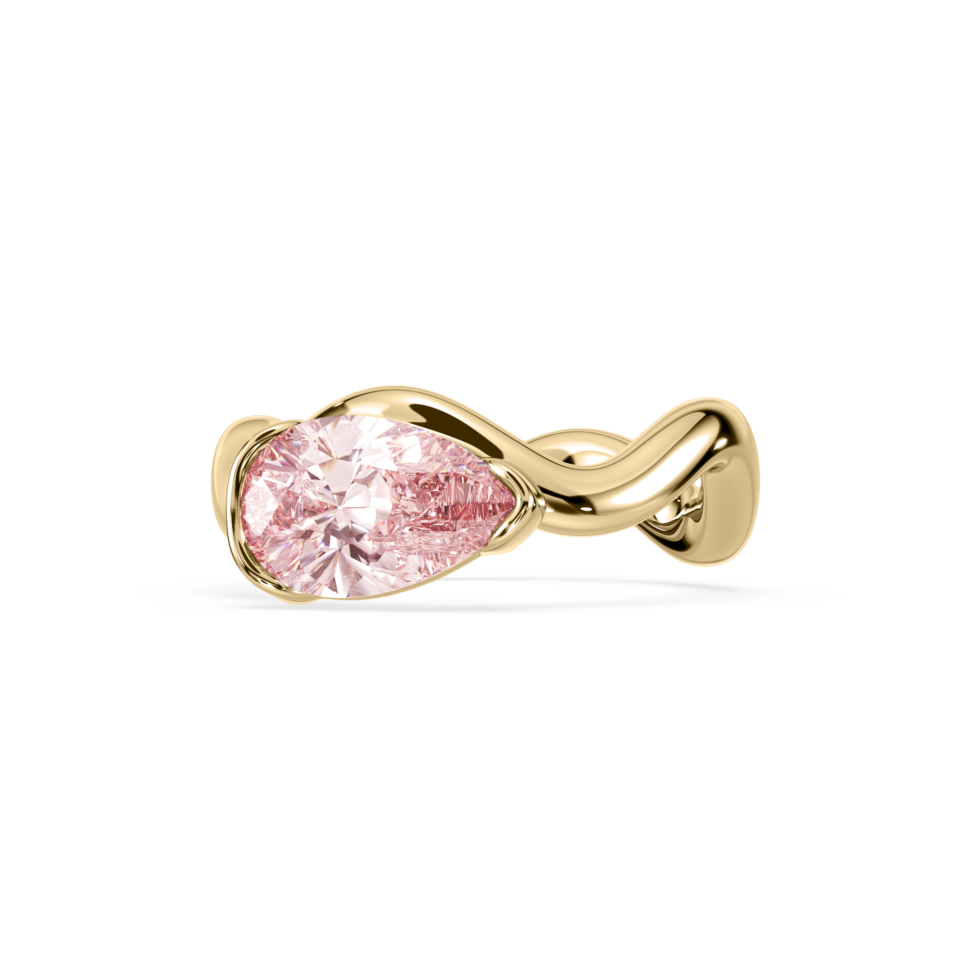 Coquette Pink Pear Pinky Ring 1.0 CT 18K