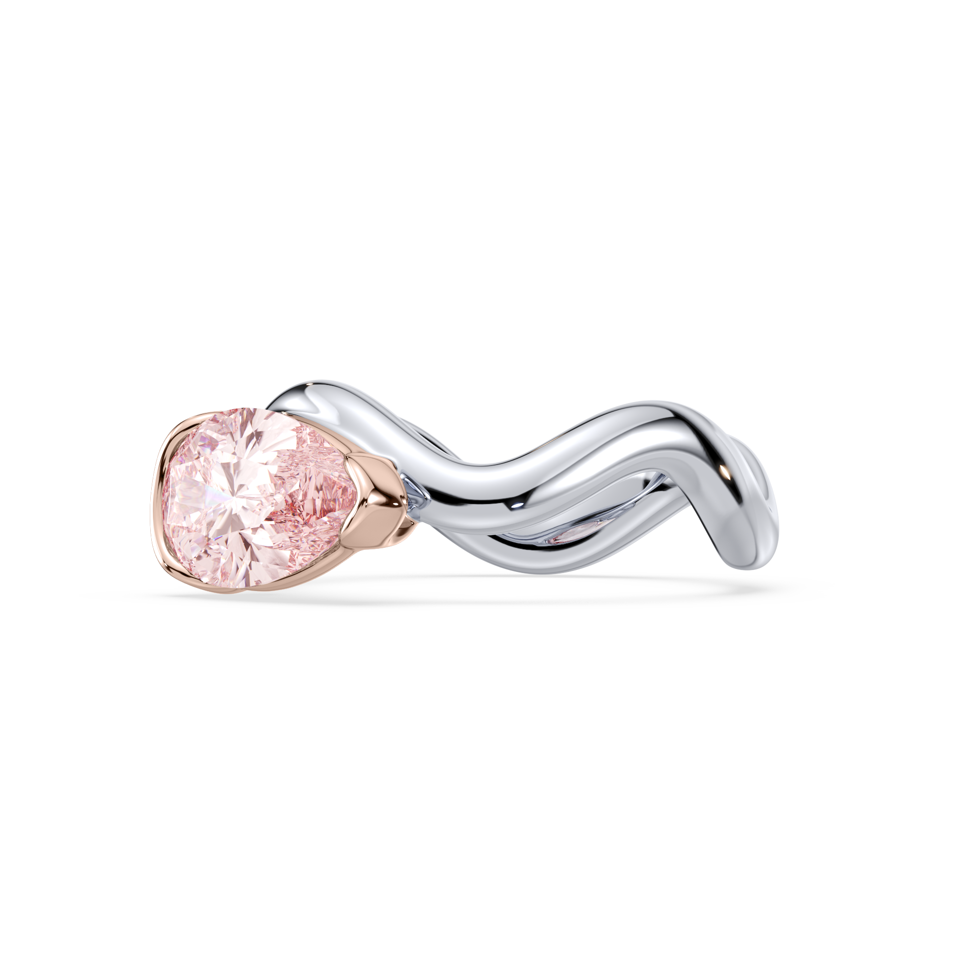 Coquette Pink Lab Pear Diamond Pinky Ring