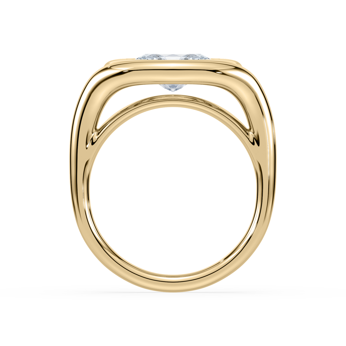 SETTE JEWELRY; OVAL LAB DIAMOND BEZEL ENGAGEMENT RING 18K YELLOW GOLD