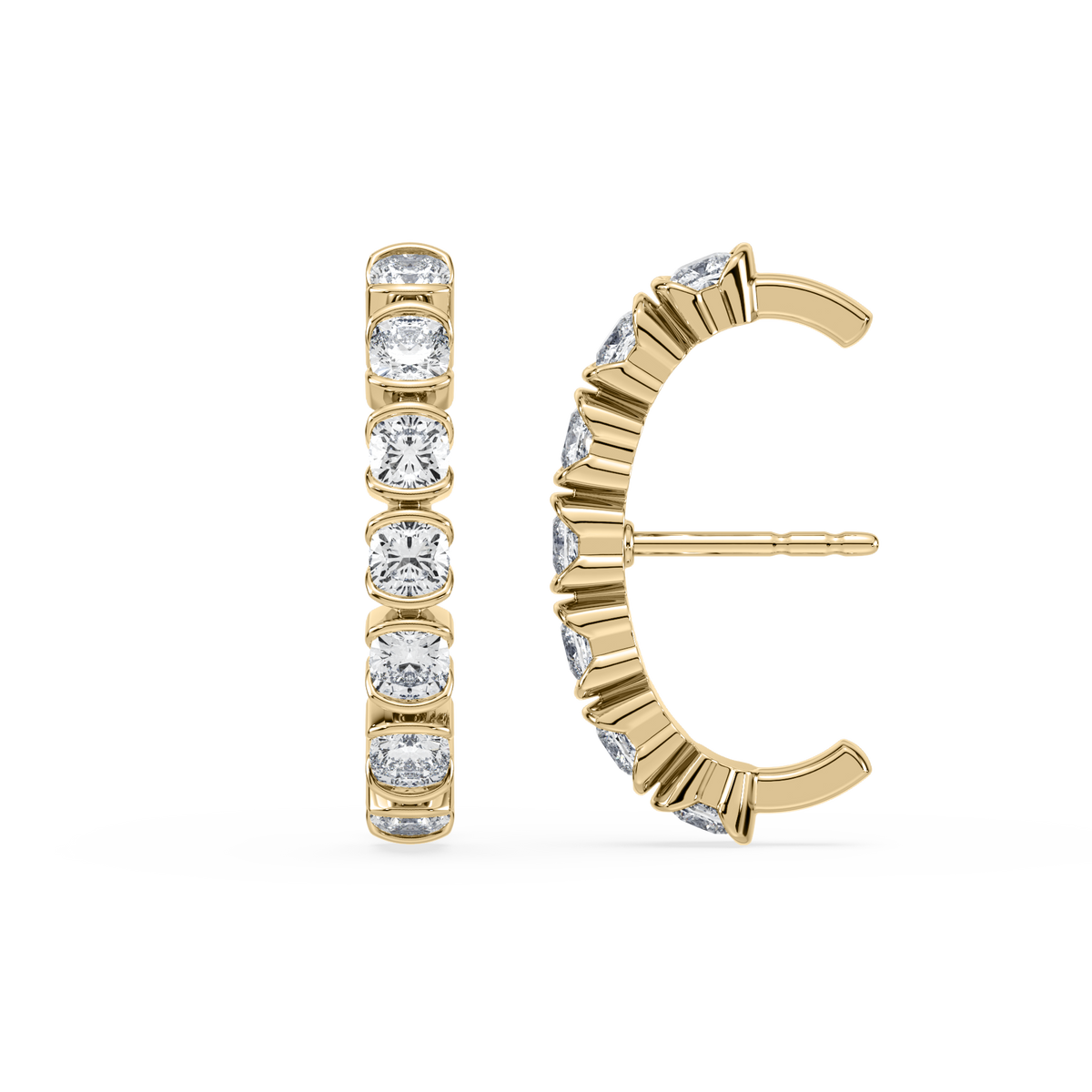 Muse Lab Diamond Cushion Diamond Arc Earring 14K Yellow