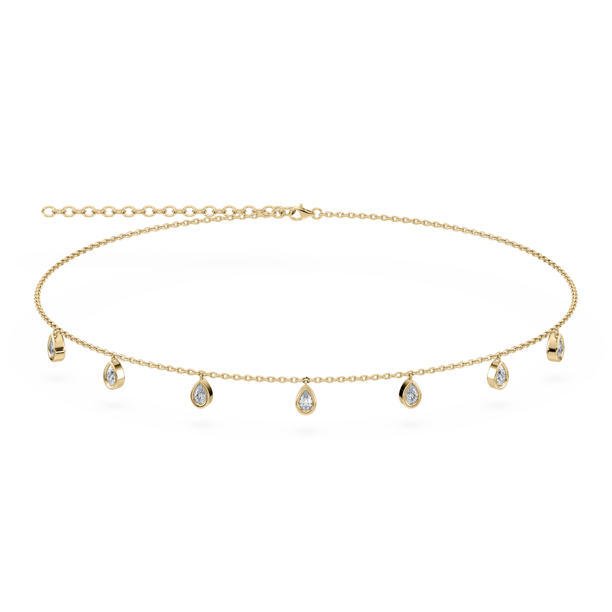 SETTE JEWELRY; AURA NECKLACE; YELLOW GOLD; PEAR LAB GROWN DIAMONDS