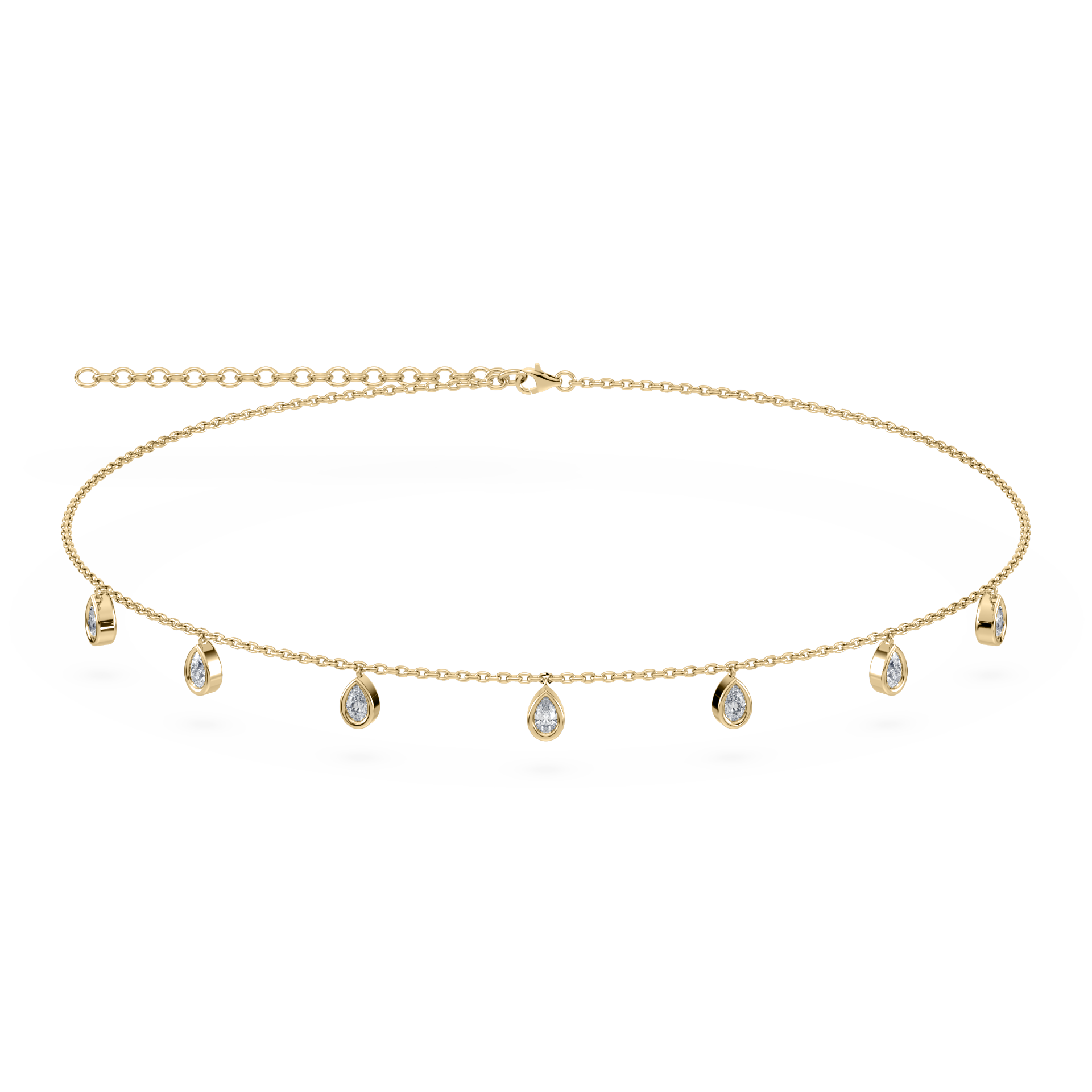SETTE JEWELRY; AURA NECKLACE; YELLOW GOLD; PEAR LAB GROWN DIAMONDS