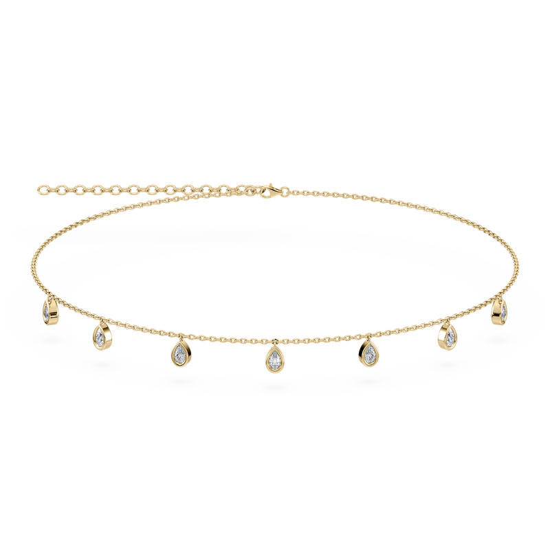 SETTE JEWELRY; AURA NECKLACE; YELLOW GOLD; PEAR LAB GROWN DIAMONDS
