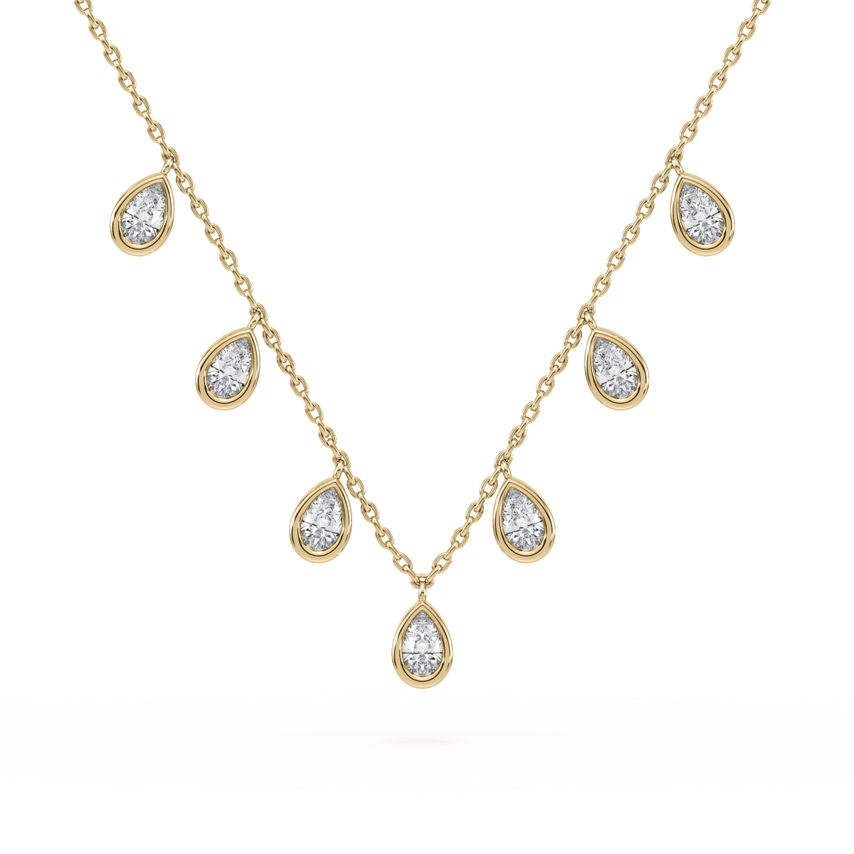 Flat lay of the necklace displaying its full length and design details.