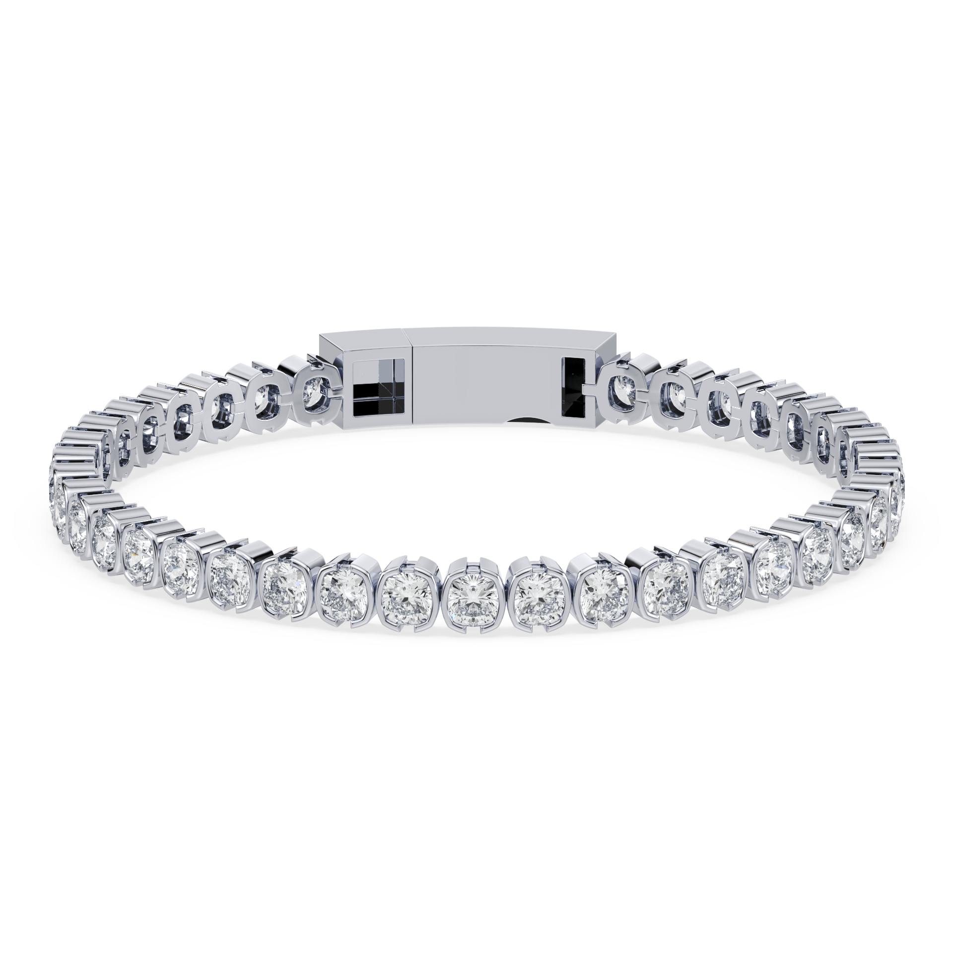 Muse Cushion Lab Diamond Bracelet 14K White Gold 6.5"