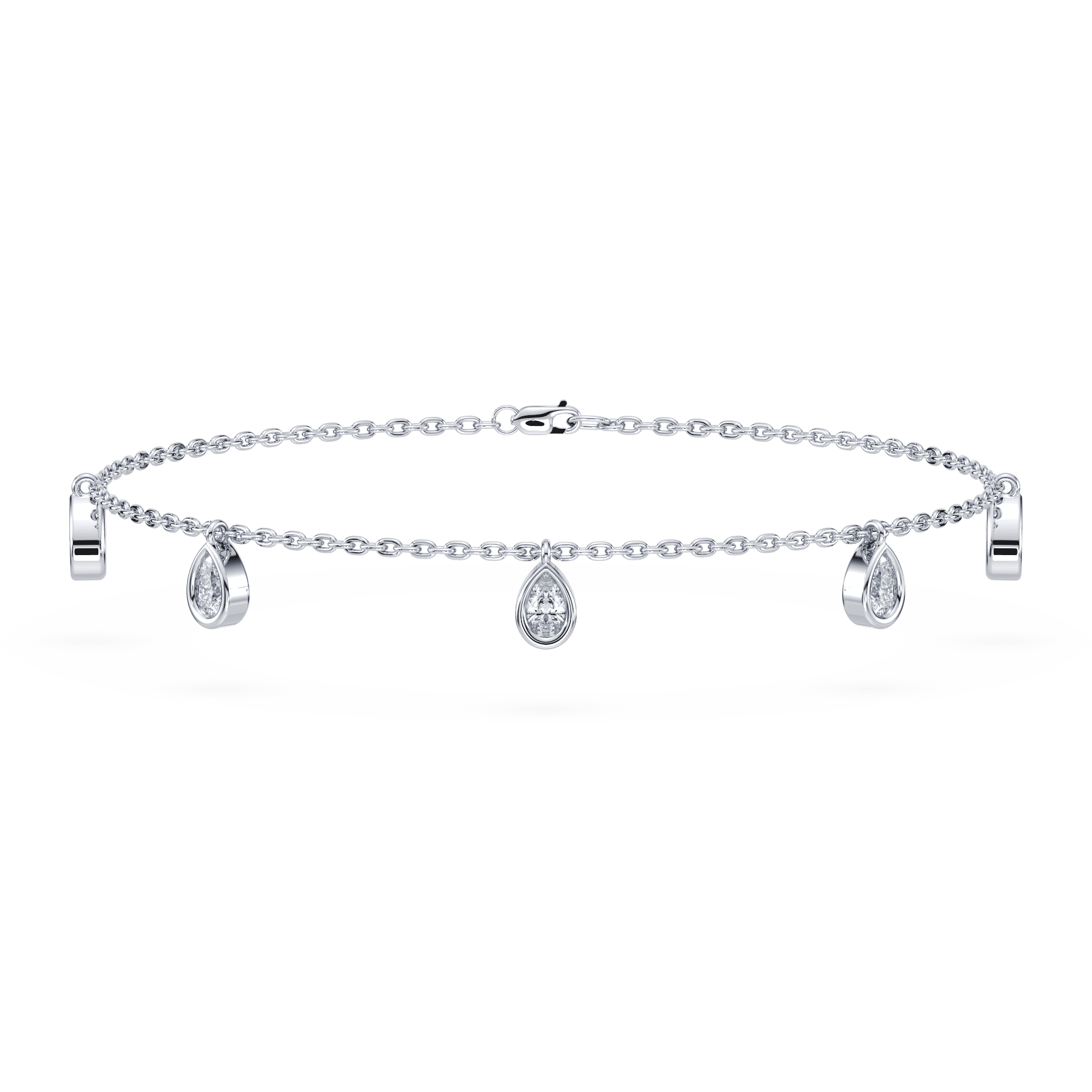 SETTE JEWELRY; WHITE GOLD; PEAR DIAMOND DANGLE STATION BRACELET