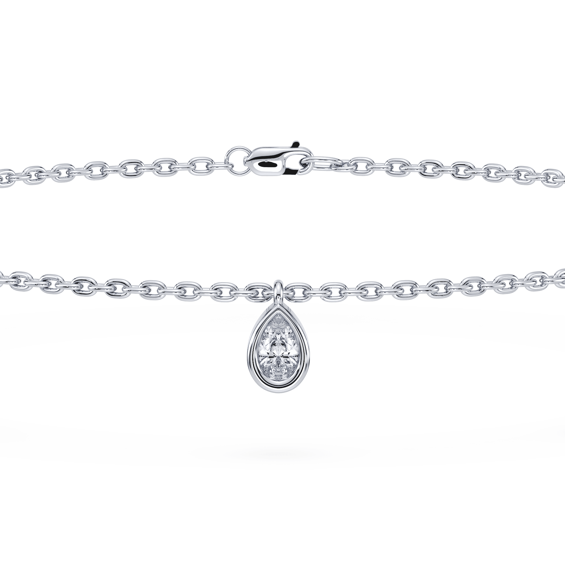 SETTE JEWELRY; WHITE GOLD; PEAR DIAMOND DANGLE STATION BRACELET