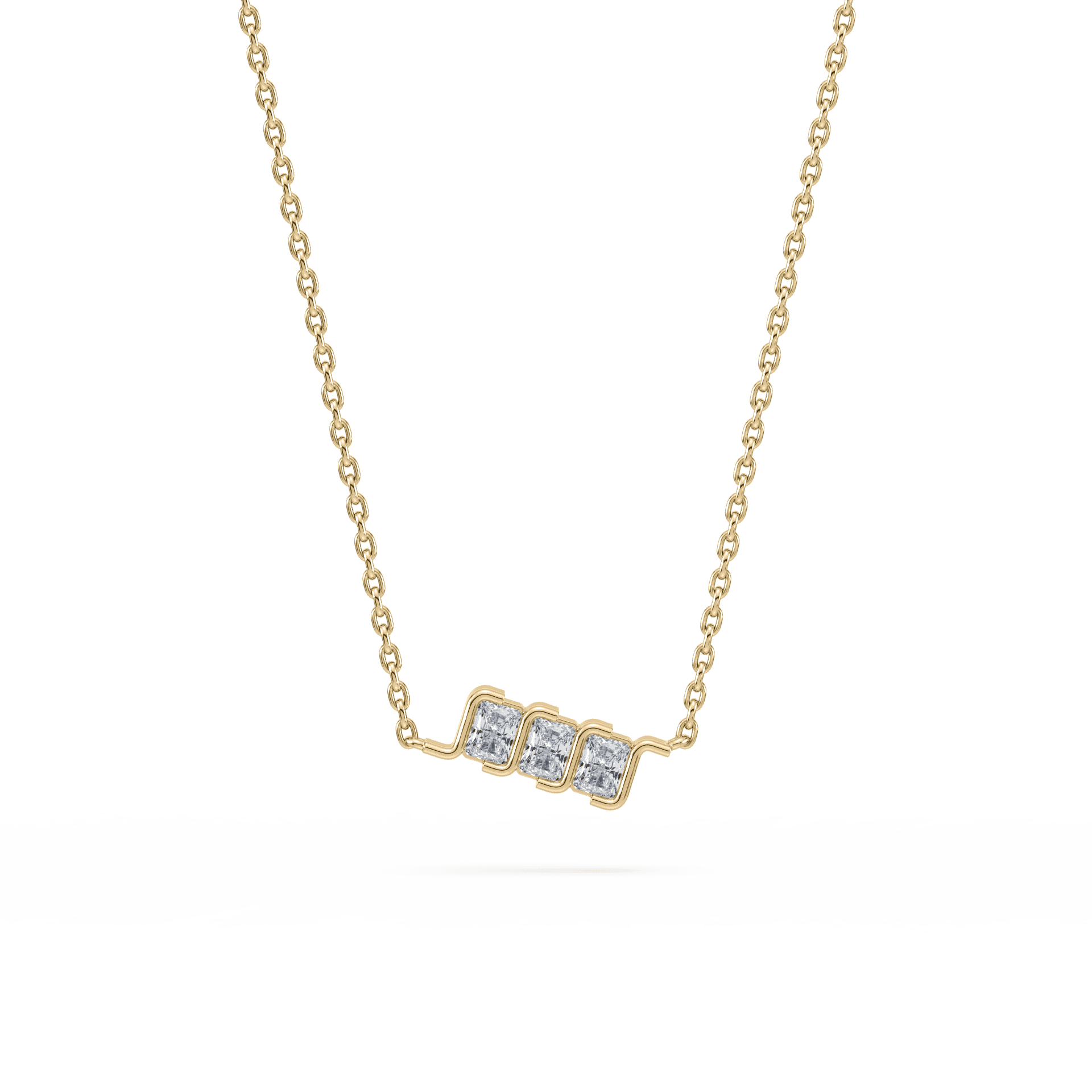 S-Bezel Asymmetrical Radiant Lab Diamond Pendant