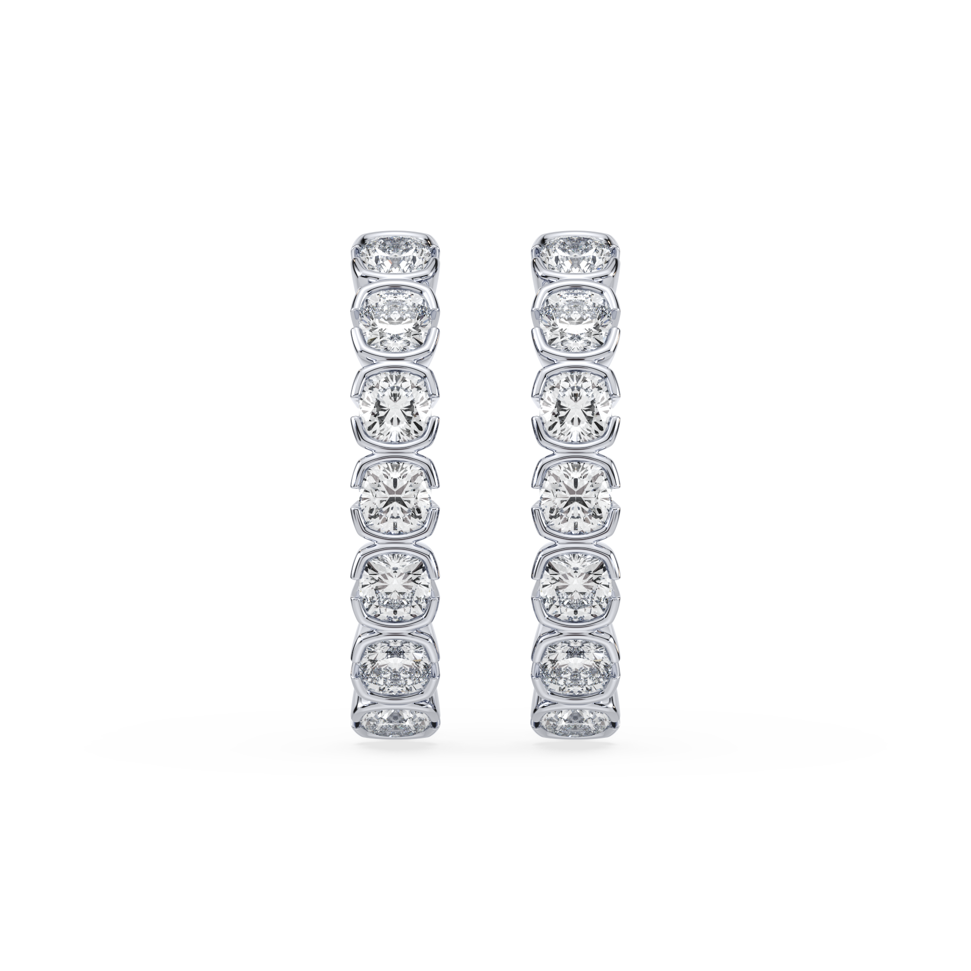 SETTE JEWELRY MUSE; SUSPENDER EARRING; 14K WHITE GOLD; CUSHION LAB DIAMOND