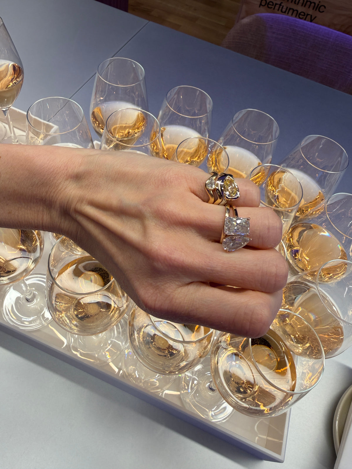 Influencer Leya stacking her coquettes at dinner
