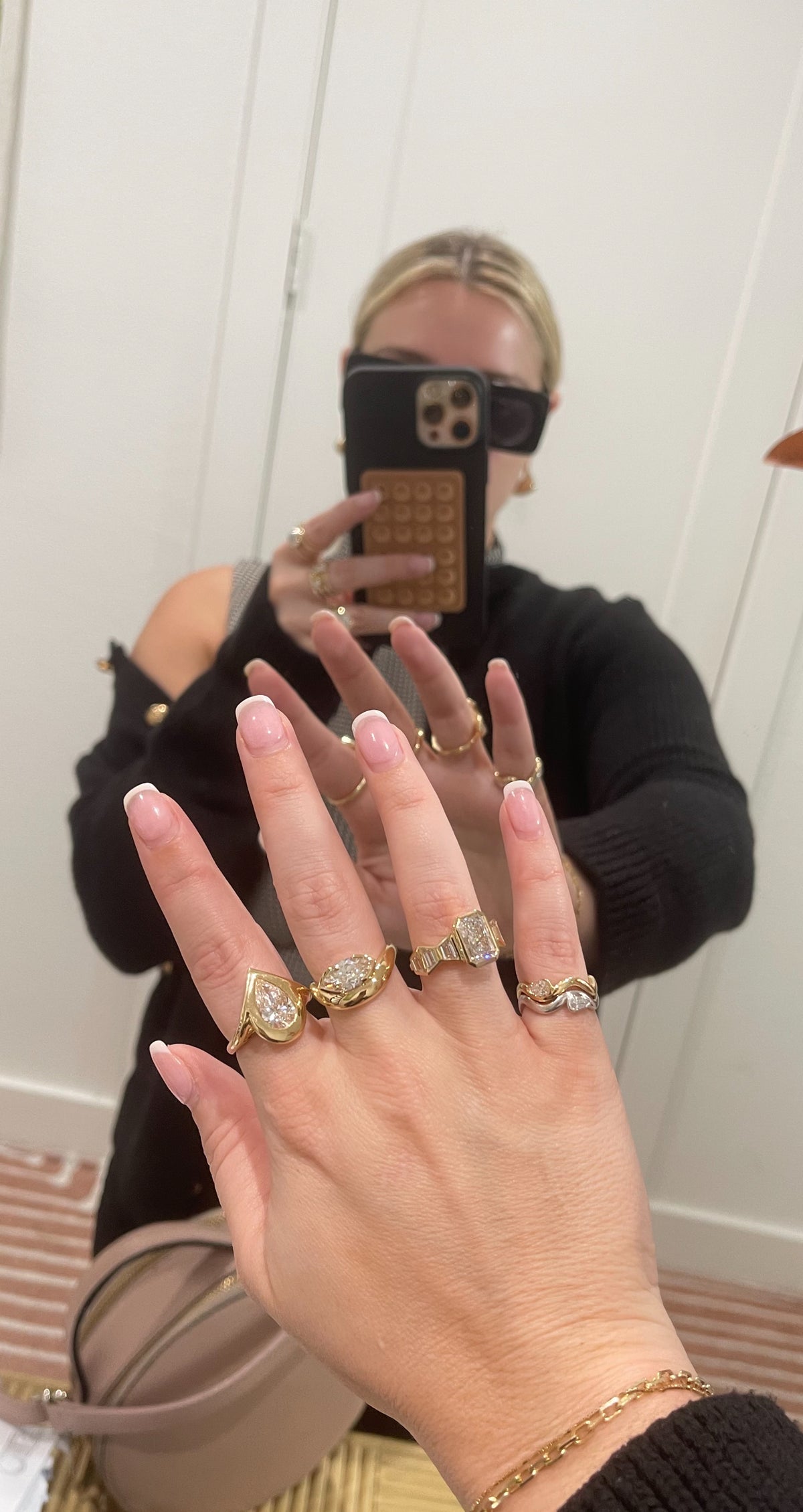 Maximalist style stack with a picture in front of the mirror