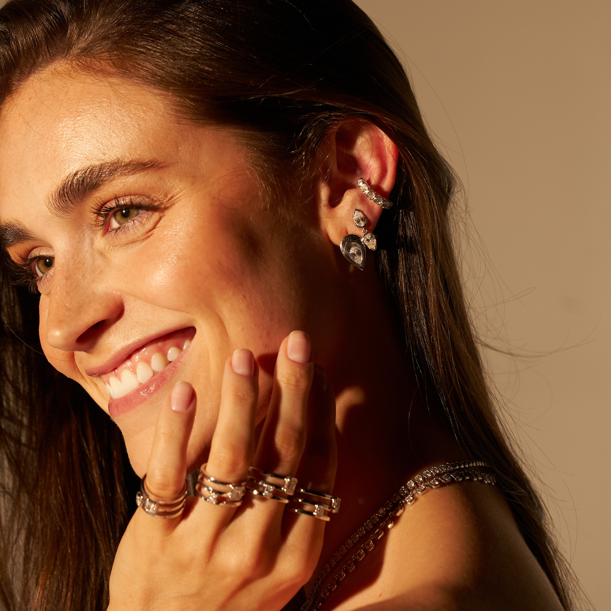 Sterling Silver Ear Cuff on Model