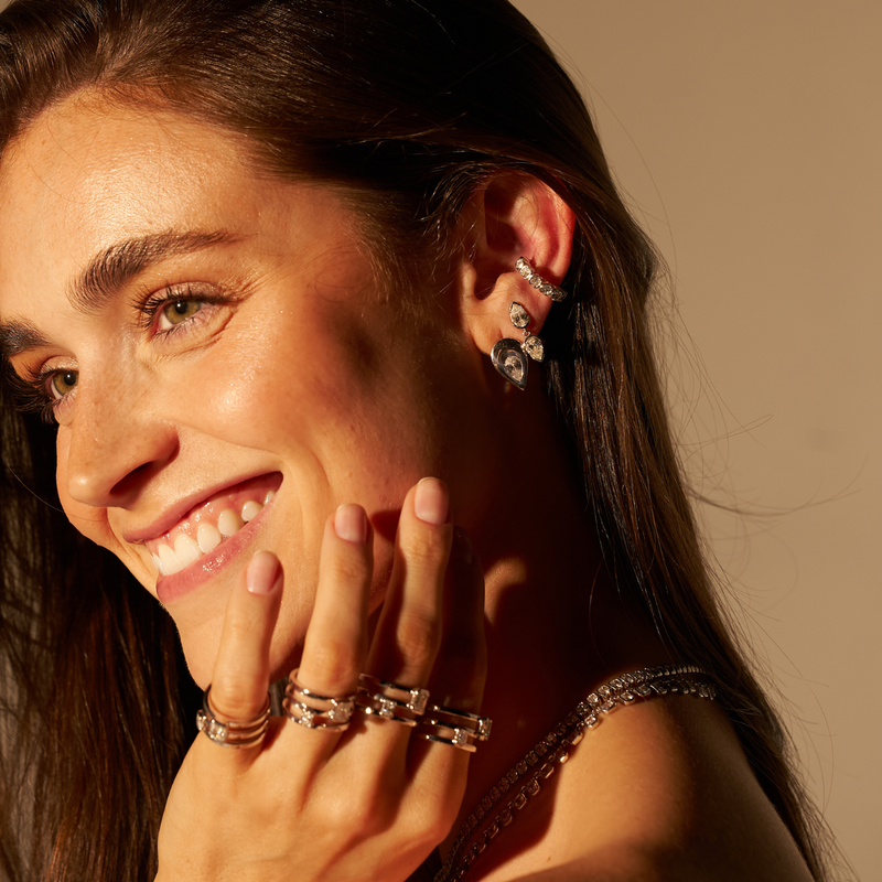 Sterling Silver Ear Cuff on Model