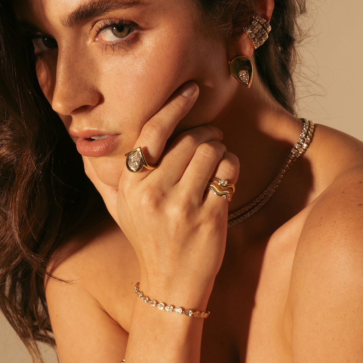 SETTE Jewelry | Aura Pear Lab Diamond Tennis Bracelet | 14K Gold
