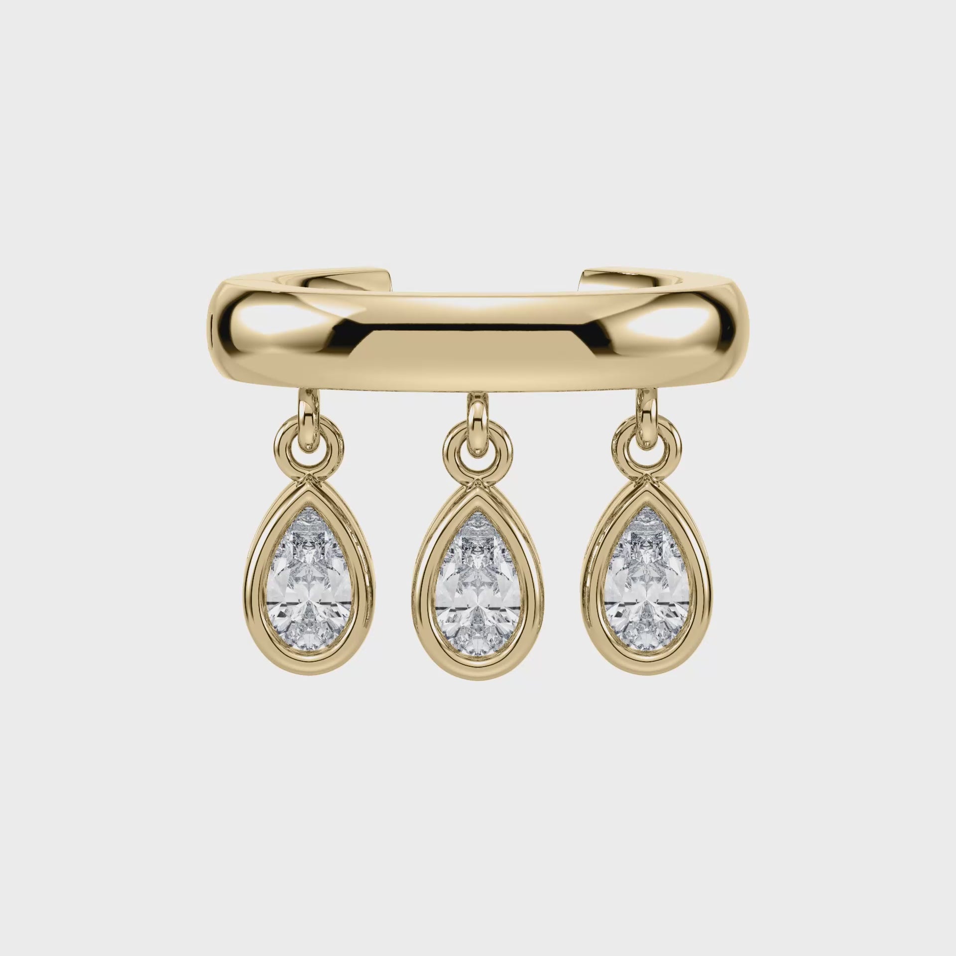 SETTE Jewelry | Aura Drip Ear Cuff | 14K Gold Pear Lab Diamonds