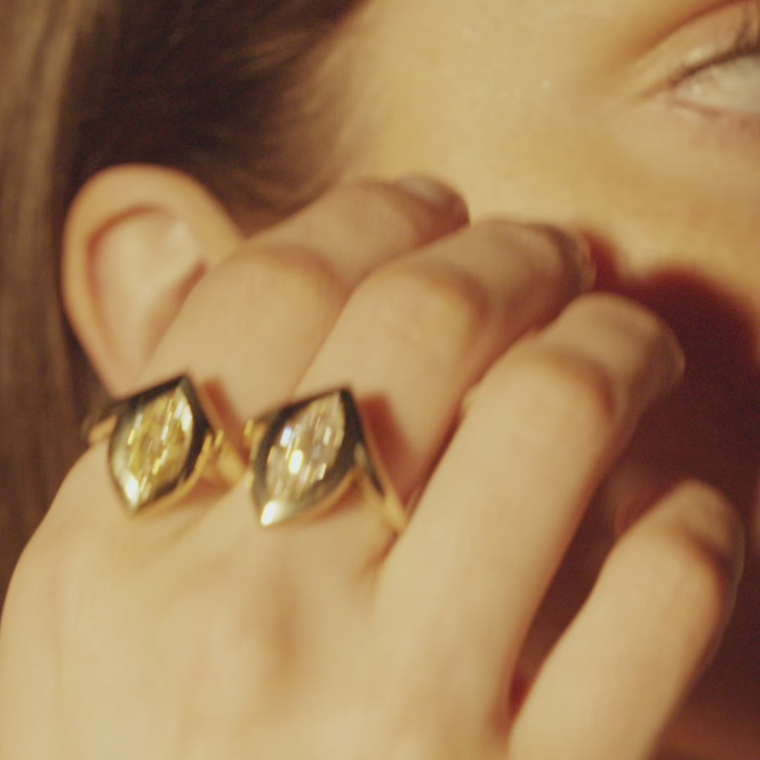 aura stud styled with double drop