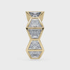 Vertical view of the Deco Trapezoid Mega ear cuff with five trapezoid-cut lab diamonds in 14K yellow gold.