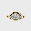 SETTE JEWELRY; OVAL LAB DIAMOND BEZEL ENGAGEMENT RING 18K YELLOW GOLD