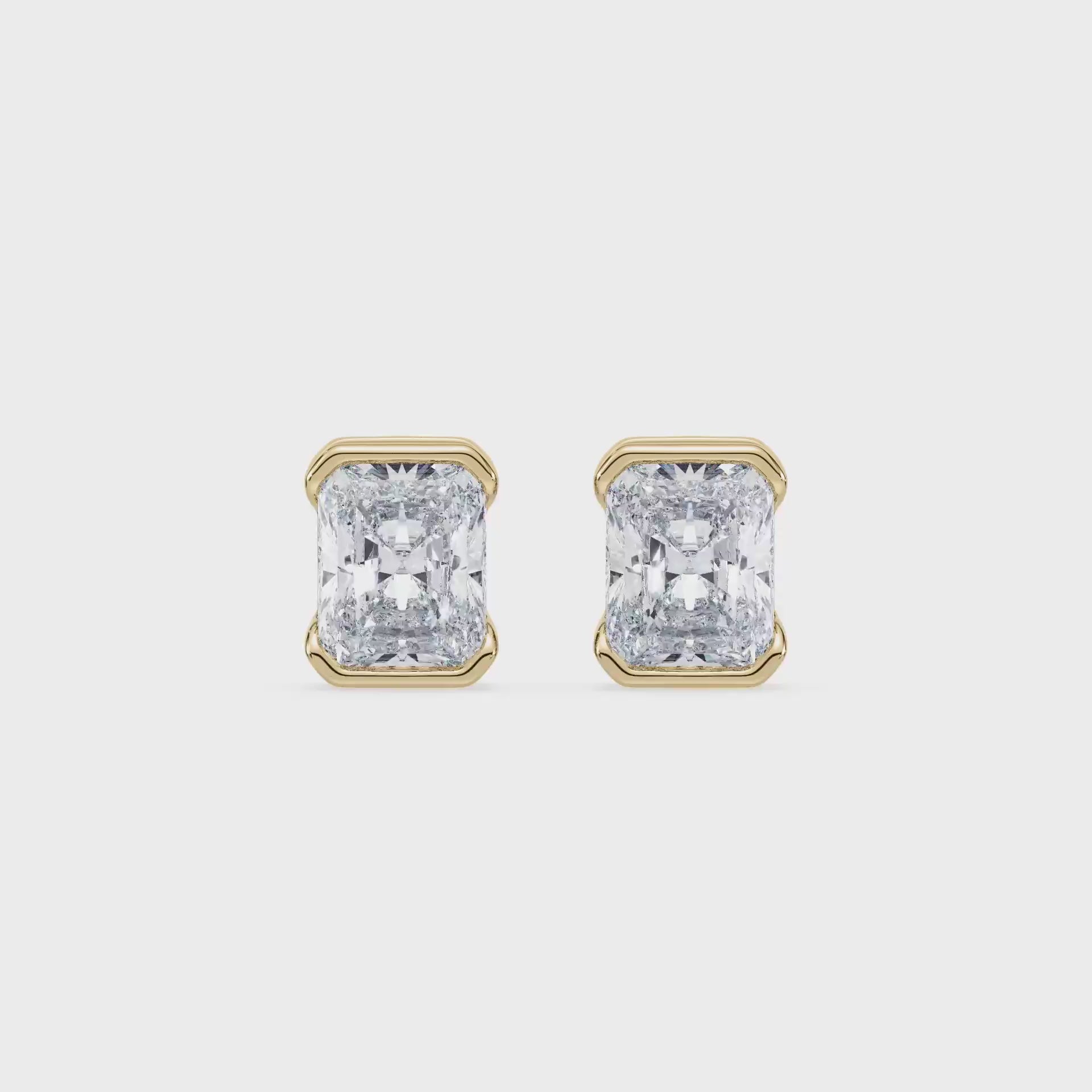 SETTE Jewelry | Half-Bezel Radiant Studs | Lab Diamonds in